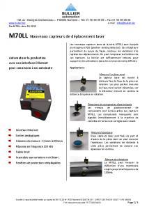 Capteur M70LL - Fiche technique