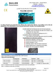 Fiche technique rideau de protection laser FLA35B-22